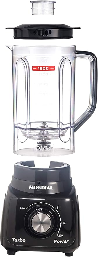 Liquidificador Mondial, Turbo Power - Preto 550W, Preto, 2,2 L - L-99 FB