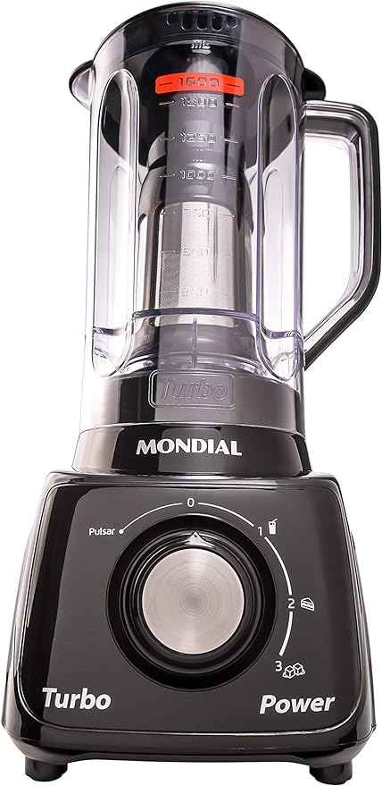 Liquidificador Mondial, Turbo Power - Preto 550W, Preto, 2,2 L - L-99 FB